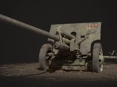 ZIS 2 Cannon USSR Low-poly 3D model