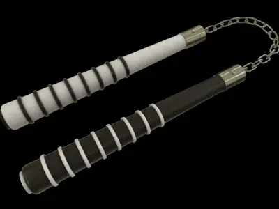 Nunchucks - Yin Yang Nunchaku Low-poly 3D model