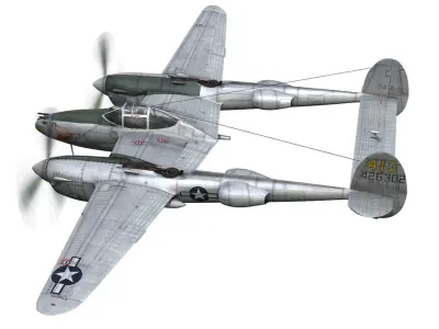 Lockheed P-38 Lightning - Hazel 3D model