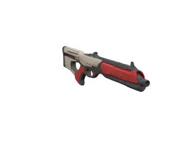 A sleek scifi assault rifle dark grey and red 3D model