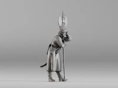 001639 Guard at Rest Medieval Halberd Soldier 3dp 3D print model