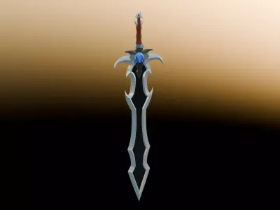 Game-Ready Fantasy sword Mid Poly PBR Textures Low-poly 3D model