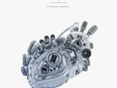 Black robotic heart II 3D model