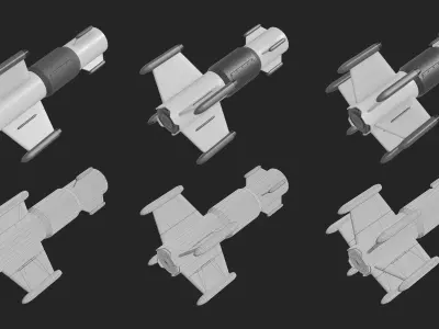 Sci Fi Missile Destroyer - series Kit Low-poly 3D model