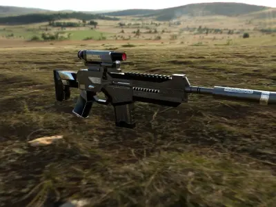 AX-7 Assault Rifle Low-poly 3D model