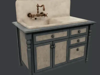 Rustic sink  Low-poly 3D model