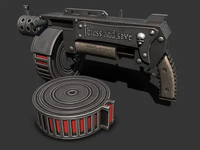 shotgun machine gun Free low-poly 3D model