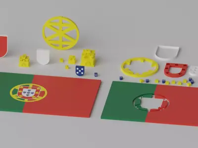Cartoon Portugal Flag 3D model