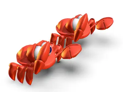 Hi-Poly Subdivision 3D Model Crab Low-poly 3D model