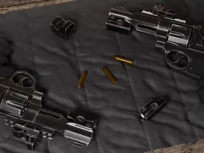 Vintage Revolver Low-poly 3D model