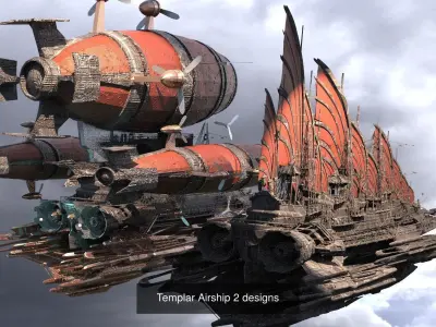 Historical Fantasy Airships 1 3D Model Collection