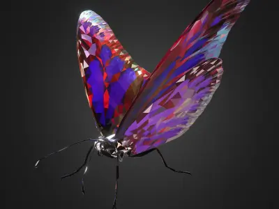 Batterfly Purple Low Polygon Art Insect Low-poly 3D model