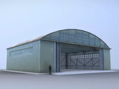 Airport Hangar SmallHangar 01 open   Low-poly 3D model