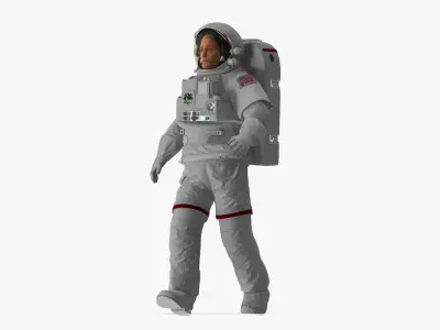 Astronaut in Extravehicular Mobility Unit Rigged for Cinema 4D 3D model