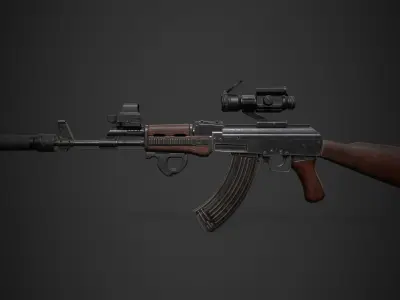 AK-47 rifle Low-poly 3D model