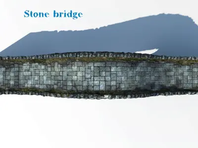 Stone bridge Low-poly 3D model
