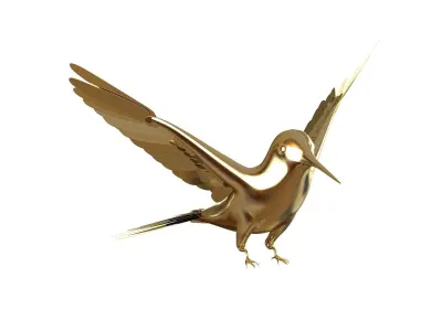 Hummingbird 3D print model golden bird flying 3D model