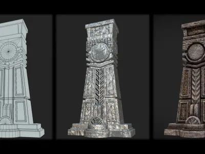 Ancient Mayan Pillar Low-poly 3D model