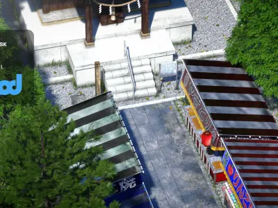 Japan Shrine Temple with vendors 3D model