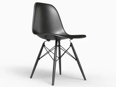 Eames Plastic Side Chair DSW Full Black 3D model