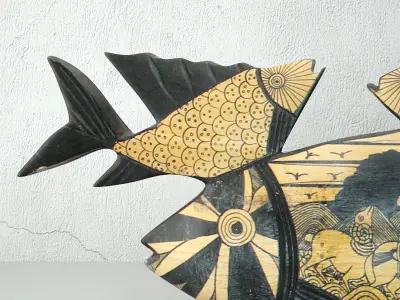 Hand Carved Mexican Folk Art Fish 3D model