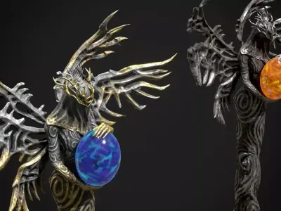 Elder Angel Staff - Game ready 3D model Low-poly 3D model