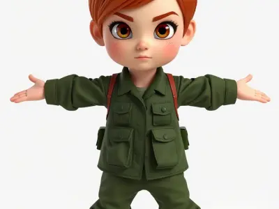 Young Soldier Character Rigged and Animated D Model Low-poly 3D model