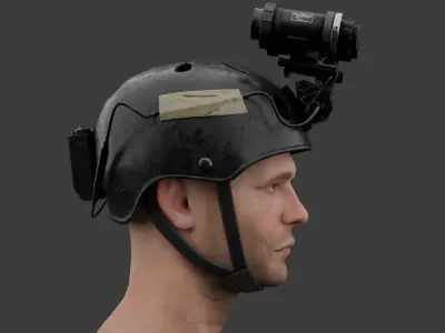 Night vision and military helmet Delta force 80s 90s Low-poly 3D model