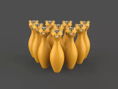 Cartoon Tiger Bowling And Ball Bowling Low-poly 3D model