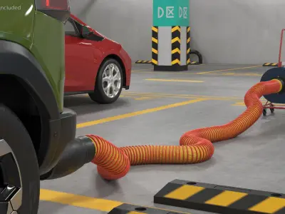 Car Exhaust Extractor Rigged for Maya 3D model