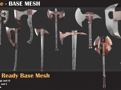 50 Axe Base Mesh - VOL 04 3D model