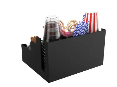 Condiments With Cup And Straws Organizer 3D model