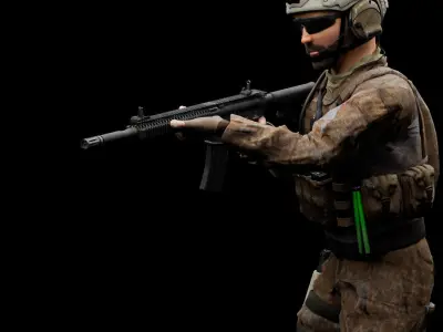 Special Operation United States Soldier Low-poly 3D model