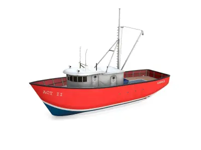Old Fishing Boat Low-poly PBR Low-poly 3D model