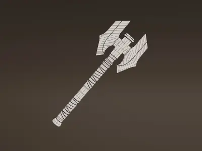Double Bit Light  Axe - Elemental Battle Axe - Model 01 Low-poly 3D model