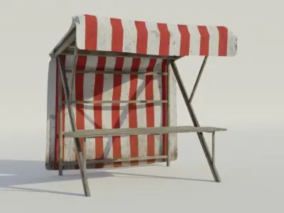 Medieval Market Stall - Low poly Low-poly 3D model