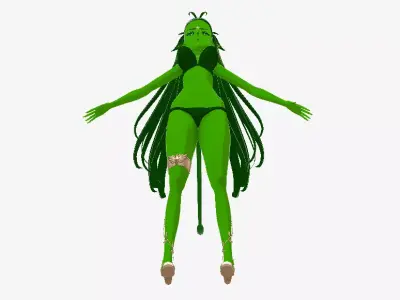 Sylvana - Green Forest Queen Anime Character Low-poly 3D model