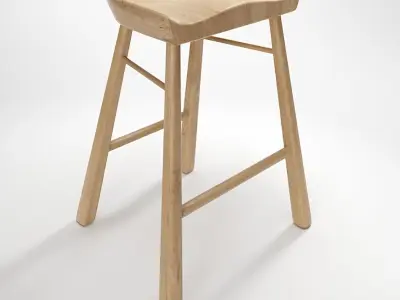 CrafStool stool made from solid oak Free 3D model