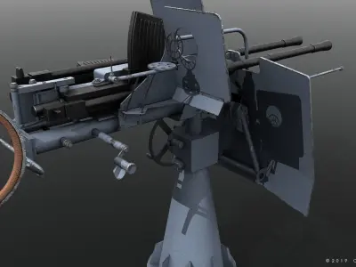 German 20mm FLAK 38 Low-poly 3D model