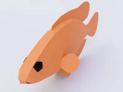 Brown striped fish 3d model  Low-poly 3D model