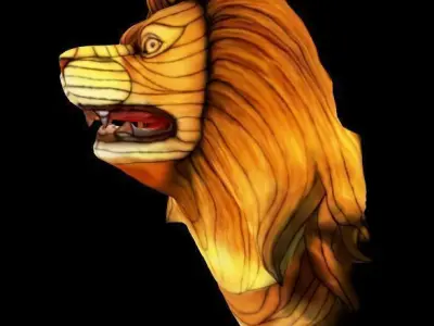 Lion head stylized Low-poly 3D model