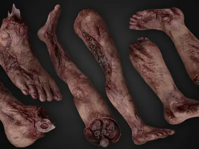 Bloody Human Remains Rigged Low-poly 3D model