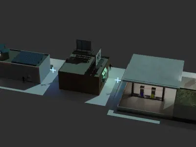 set of building Free 3D model