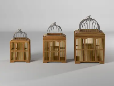 Elosie Decorative Bird Cage Set Animal 3D model