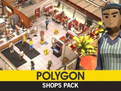 POLYGON - Shops Pack Low-poly 3D model