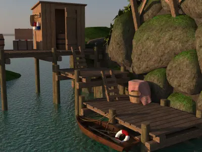 Fishermans Island Low-poly 3D model