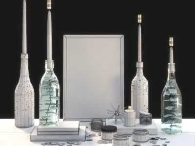 Decorative set with candlesticks 3D model