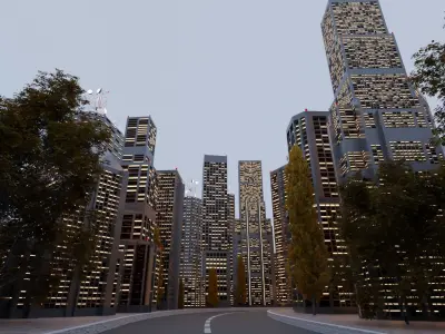 Autumn skyscrapers city showroom 3D model 3D model