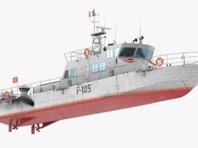 Predator Class Patrol Boat Game Ready Rigged LOD  Low-poly 3D model