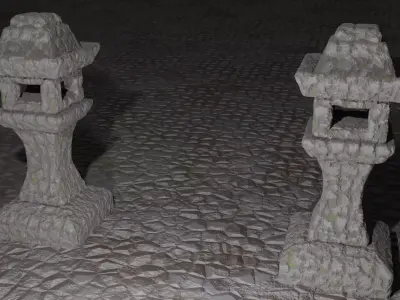 Japanese Stone Lantern Low-poly 3D model